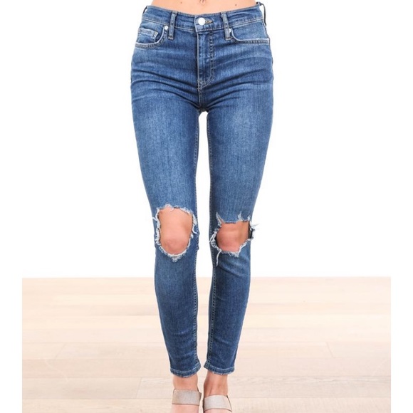 Free People Denim - Free People Midnight Blue Destroyed Jeans NWT